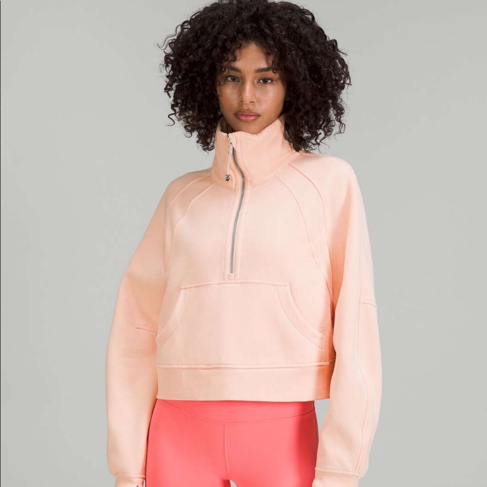 RARE Lululemon Scuba Oversized Funnel-Neck Half Zip Peach Satin M/L